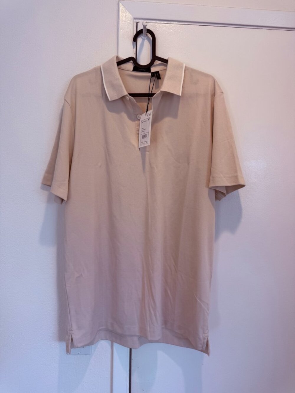 NWT Theory Men's Urban Pique Button Polo in Moon — Size L